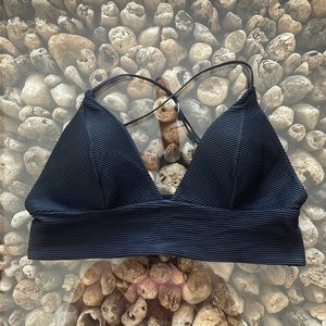 Lined soft cup bikini top in black